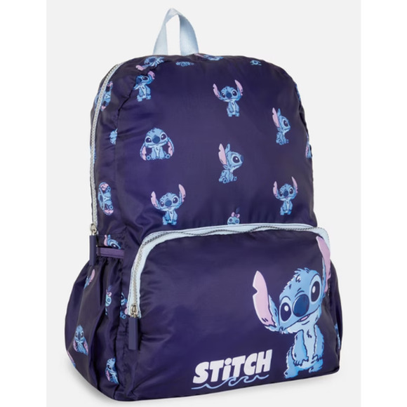 Disney Stitch Blue Fold Up Travel Backpack by Primark + Handcrafted Pen NWT - Picture 4 of 5